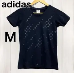 アディダス　Tシャツ　Uネック　プリント　ロゴ　ドット　コットン　スポーツ