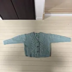 GU ケーブルニットカーディガン　グリーン　140