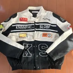 レーサージャケット パッチワーク 黒/白