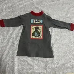 キッズ 長袖 ワンピース グレー ワッペンのサムネイル