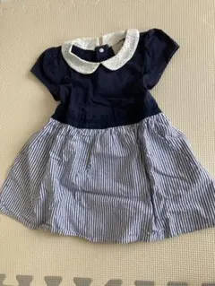 プティマイン　ワンピース　半袖　ネイビー