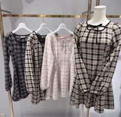 evelyn チェックフィットOP ベージュ