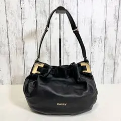 BALLY ショルダーバッグ ゴールド金具 ロゴプレート BLACK