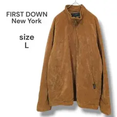 FIRST DOWN　ベロア素材ダウンジャケット　ブルゾン　L　ブラウン　古着