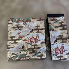 名古屋帯 鶴と花の模様 絹製　名古屋帯