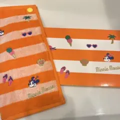 ミニーマウス タオル オレンジストライプ