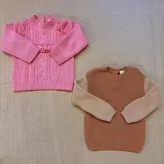 H&M ピンクとオレンジのセーターセット 90㎝