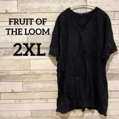 FRUIT OF THE LOOM 【2XL】 ブラック Vネック Tシャツ