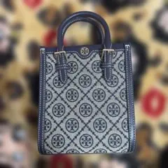 Tory Burch ロゴトートバッグ ネイビー/ベージュ
