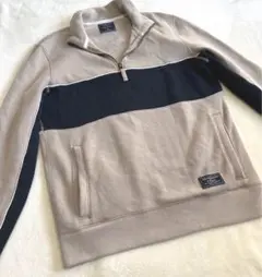 アバクロ　ハーフジップ　トレーナー　パーカー　ベージュ　スウェット　AF