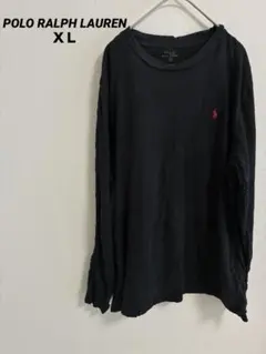 【人気】ポロラルフローレン ロンT 長袖 カットソー 刺繍ロゴ ブラック XL