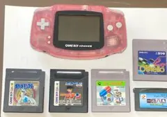 ゲームボーイアドバンス クリアピンク ソフト5本付き　ポケモン他