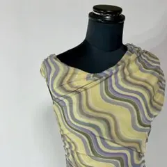 美品 ZARA ストライプ 裏地付き ノースリーブ タイト ミニ ワンピース S