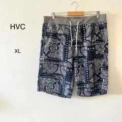 【HVC 】ペイズリー柄 カジュアル リゾート 大きいハーフパンツ XL ブルー