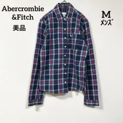 Abercrombie&Fitch 美品✨メンズ チェック柄長袖シャツ 青系
