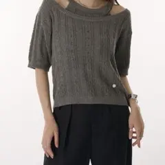 【新品】MUHET半袖ニット グレーのサムネイル