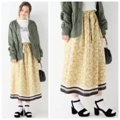 美品 スローブ イエナ ボーダー フラワー スカート 定価15400円 38