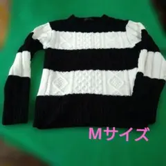 ブラック・ホワイト ニットセーター Mサイズ