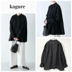 かぐれ kagure スクエアネックギャザーチュニック ブラウス コットン