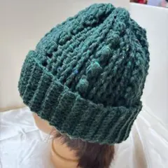 ハンドメイド⭐︎モスグリーン　ゆったりニット帽