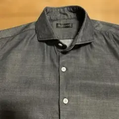 TÊTE HOMME リヨセル混 ダークグレー ウィングカラーシャツ