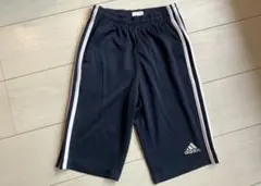 ジュニア130 adidasアディダス 紺×スリーラインのドライハーフパンツ