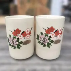 久谷焼　 花柄湯飲み 2個セット
