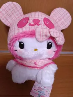 パンダ　ハローキティ　胸きゅんツイード超BIGぬいぐるみ　ピンク