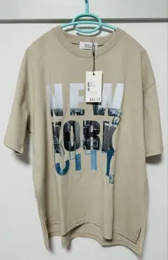 カケラトランクイル天竺New York転写プリント　NY刺繍Tシャツ　ベージュのサムネイル
