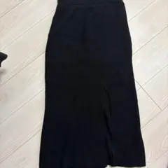 GRL ブラック リブ編み タイトスカート L
