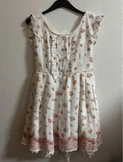 美品 LIZLISA 姫ギャル 平成 バラ柄ワンピース 白