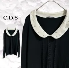 『C.D.S』ニット セーター【S〜M】ブラック 黒 レース ビジュー 長袖のサムネイル