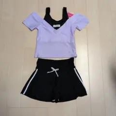 【未使用】　オフショルダー　水着　紫　パープル　160 セパレート