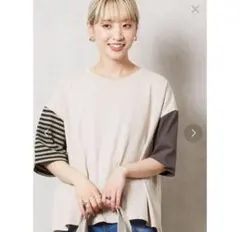 フリークスストア　クレイジー 半袖　Tシャツ　ボーダー　切り替え　ニコアンドのサムネイル