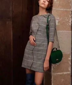 美品　REDYAZEL レディアゼル チェック調フロントスカラップミニワンピース