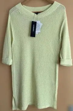 ロートレアモン　リブ編み五分袖ニット　イエロー