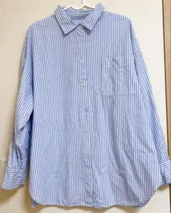 ストライプラウンドヘムロングシャツ