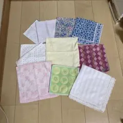 タオルハンカチ・レース付き大判ハンカチ・ガーゼハンカチなど11枚セット