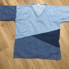 orSlow水色/ブルーデニムVネックTシャツ メンズのサムネイル