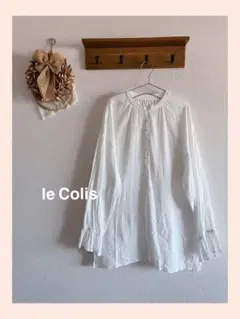 le Colis ルコリ バンドカラー 長袖ブラウス ホワイト チュニック丈のサムネイル
