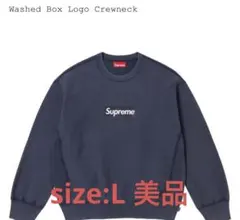 Supreme Washed Box Logo Crewneck Navy L