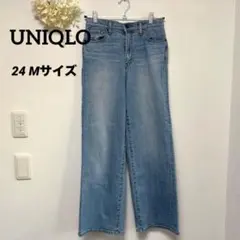 ★美品【ユニクロジーンズ】イドレッグジーンズ ライトブルー 61cm Mサイズのサムネイル