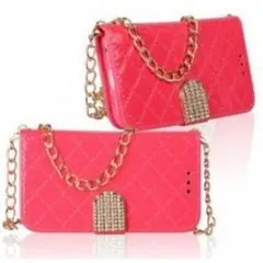 【新品】スマホ　手帳型  ケース 2win2buy チェーン付き ローズ