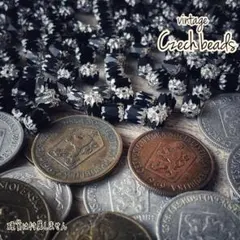 ⑨《素材処分》ヴィンテージ・チェコビーズ 黒(不透) /シルバー 一連56粒