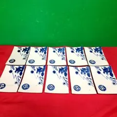 昭和レトロ 青い花柄の皿10 枚セット