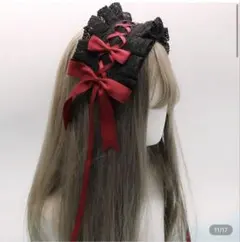 ゴスロリ ヘッドドレス 黒と赤