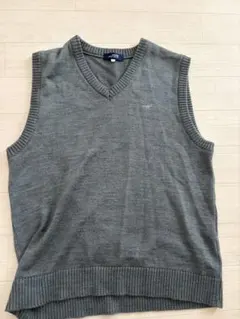 グレー Vネック ノースリーブ ニットベスト