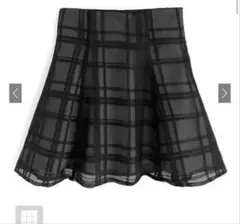 インパン裏地付きチェック柄フレアミニスカート[tu1028]　GRL ブラック