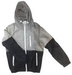 【ウインドブレーカー】S 150-164㎝ グレー＆ネイビー ユニセックス