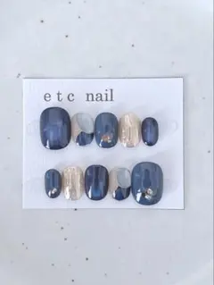 No.645ベリーショート　ネイルチップ　春　ブルー　マグネット　春　キラキラ